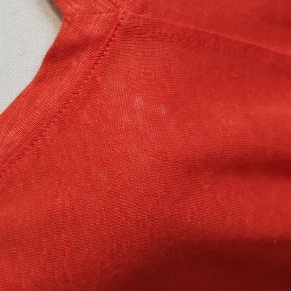 Tahari tee reddish orange Size 1X V Neck top linen natural material Tahari linen - Picture 4 of 10